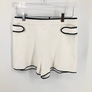English Factory Knit Shorts White Black Contrast Trim Piping Button Tab …